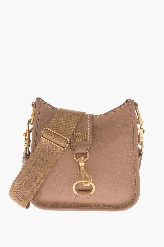 Miu Miu Grained Leather Saddle Bag with Lobster Clasp