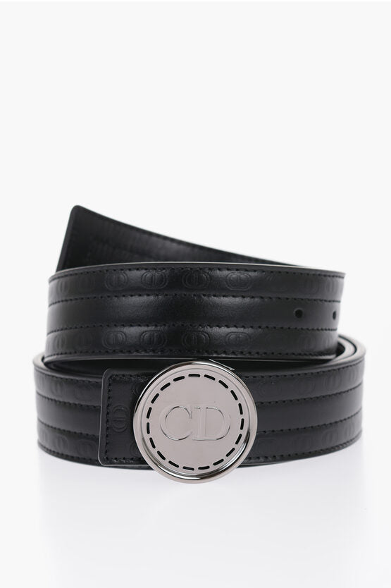 Dior HOMME Embossed Leather Belt with Cilp Buckle