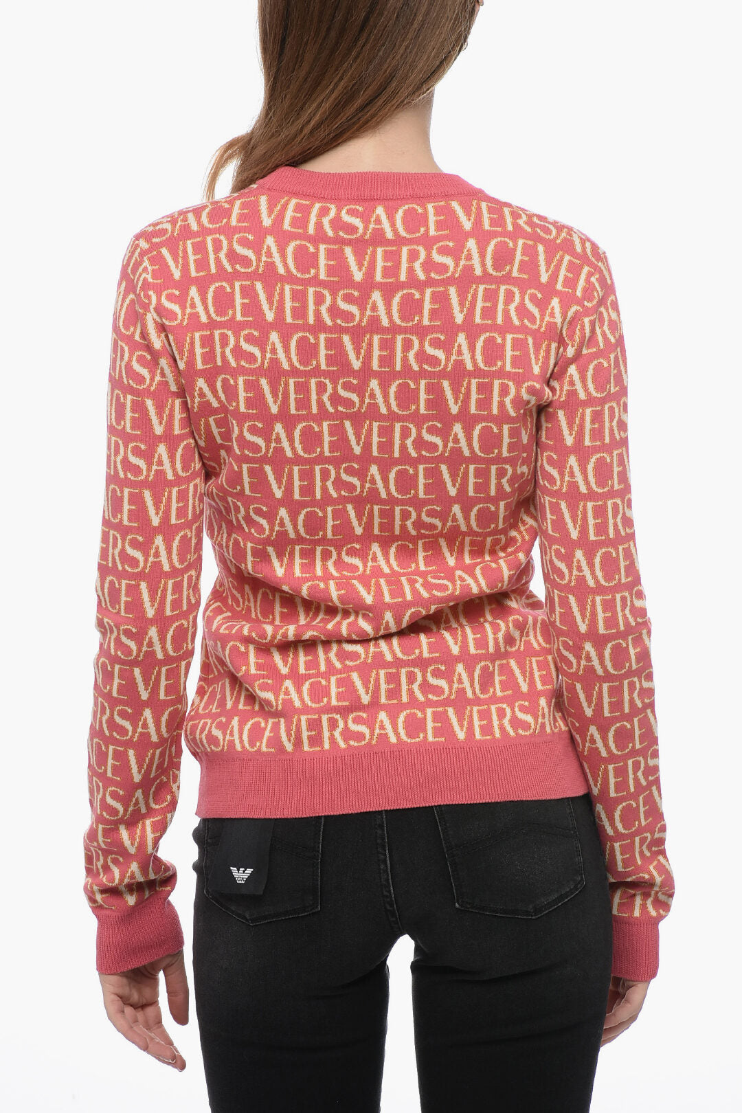 Versace Jacquard Sweater with Logo Pattern