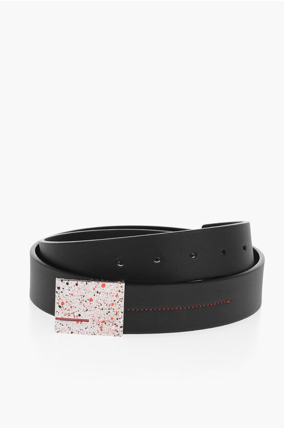 Dior Leather Belt With Splash Effect Buckle