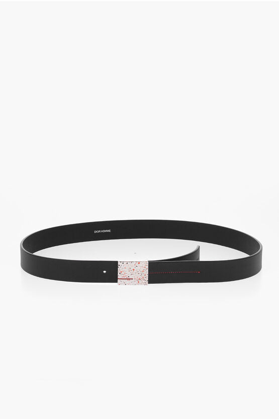 Dior Leather Belt With Splash Effect Buckle