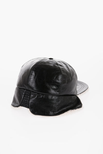 Dior Leather Cap with Shearling Ear Muffs