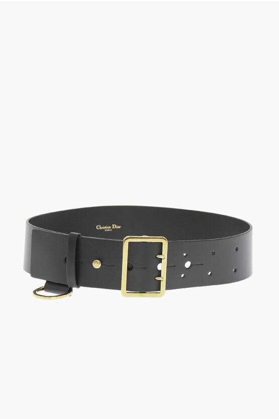 Dior Leather DIOR PUNK Belt with Golden Buckle 50mm