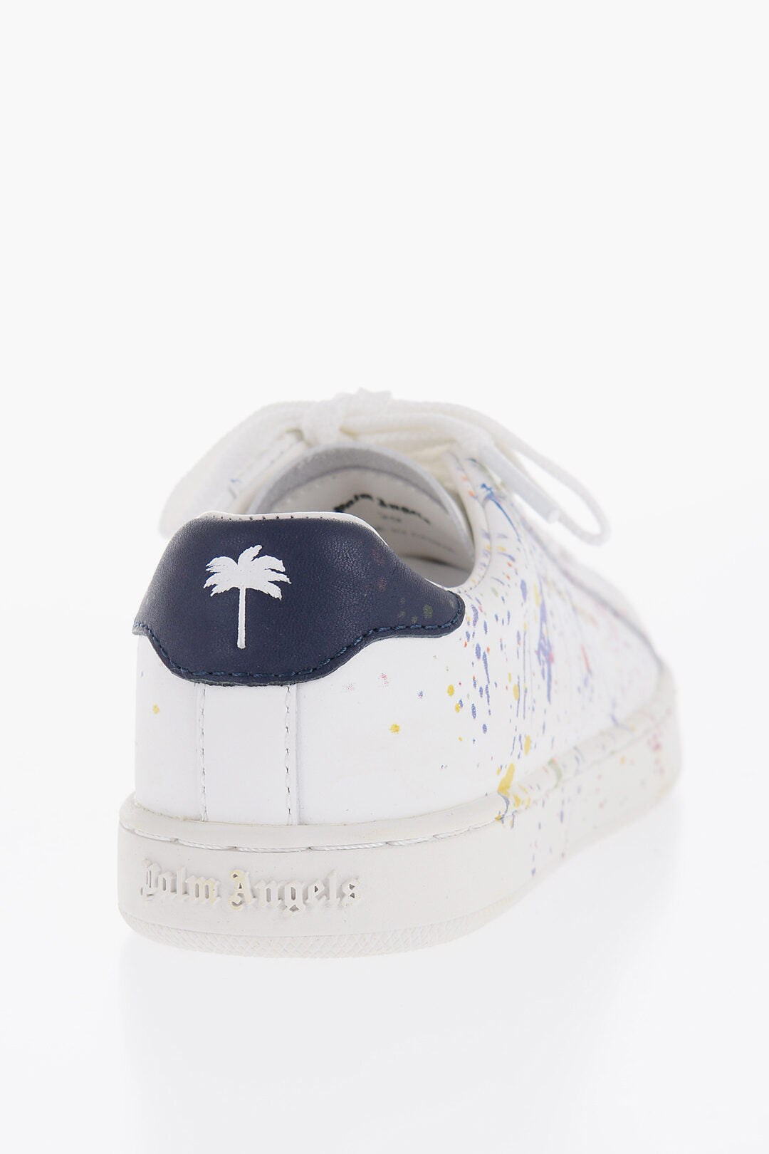 Palm Angels Kids Low-Top Leather Sneakers with Paint Splatters