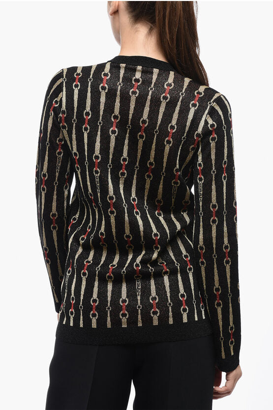 Gucci Lurex MORSET Cardigan with Logoed Buttons