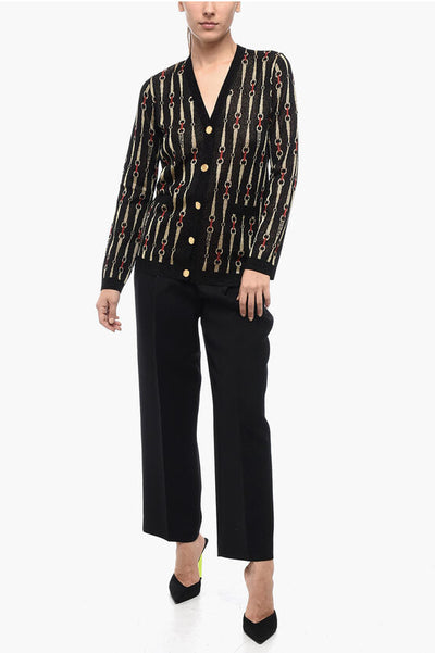 Gucci Lurex MORSET Cardigan with Logoed Buttons