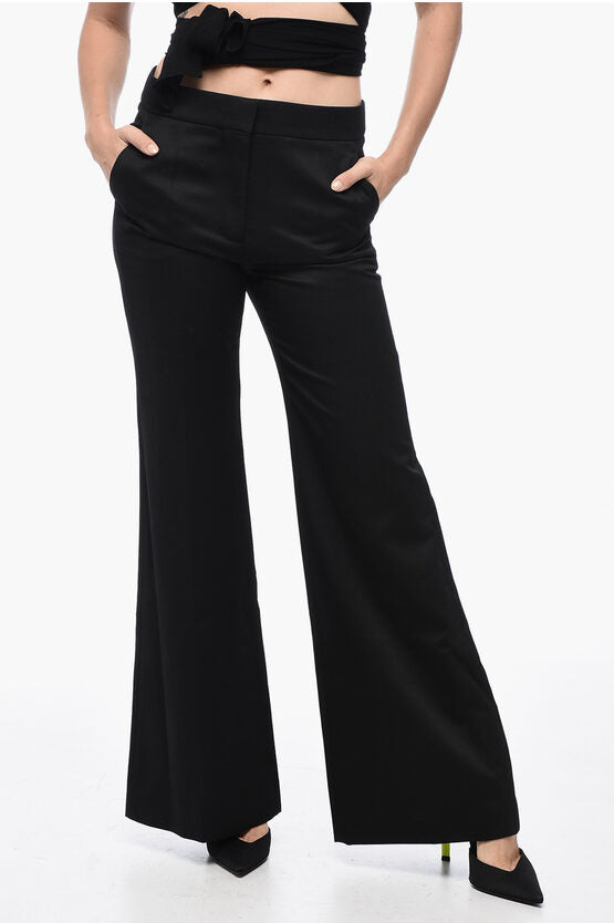 Givenchy Mohair Blend Wide Leg Pants with Concealed Closure