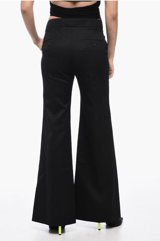 Givenchy Mohair Blend Wide Leg Pants with Concealed Closure