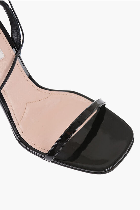 Miu Miu Patent Leather Sandals With Glitter Heel 10 cm