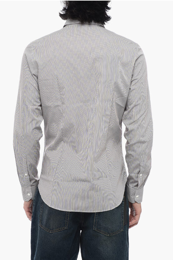 Fendi Pintriped Popeline Cotton Shirt with Standard Collar