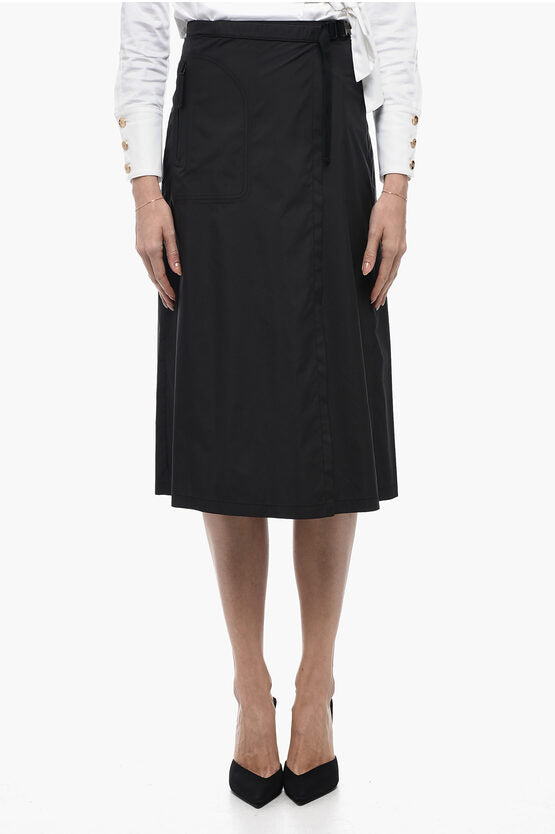 Dior Pleated Wrap Skirt with Snap Buckle