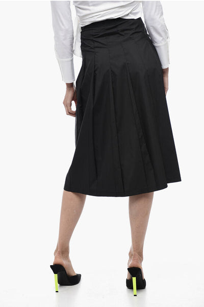 Dior Pleated Wrap Skirt with Snap Buckle