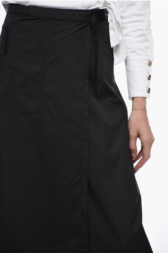 Dior Pleated Wrap Skirt with Snap Buckle