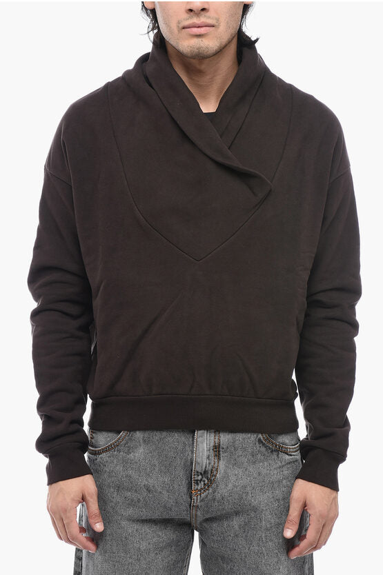 Saint Laurent Shawl Neck Fleeced Cotton Sweatshirt