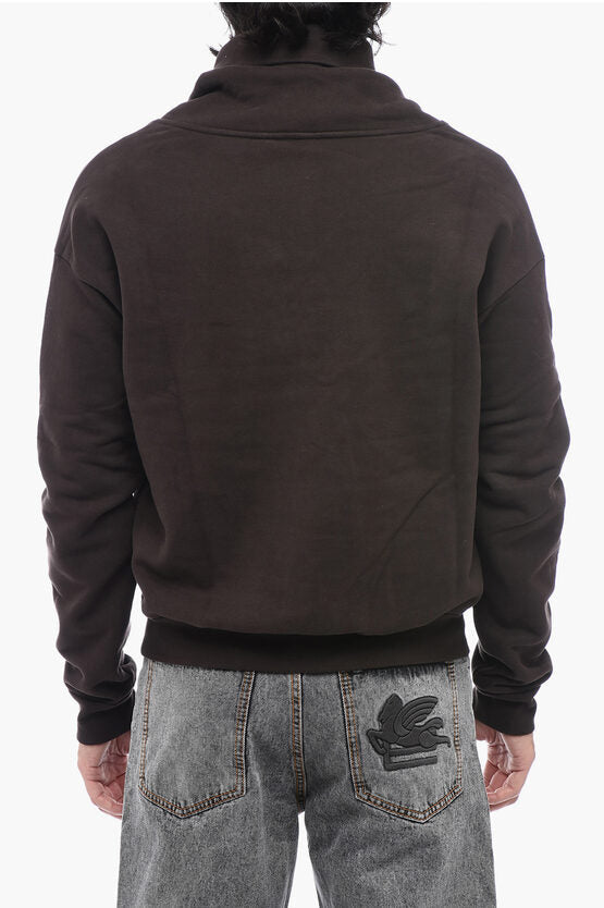 Saint Laurent Shawl Neck Fleeced Cotton Sweatshirt