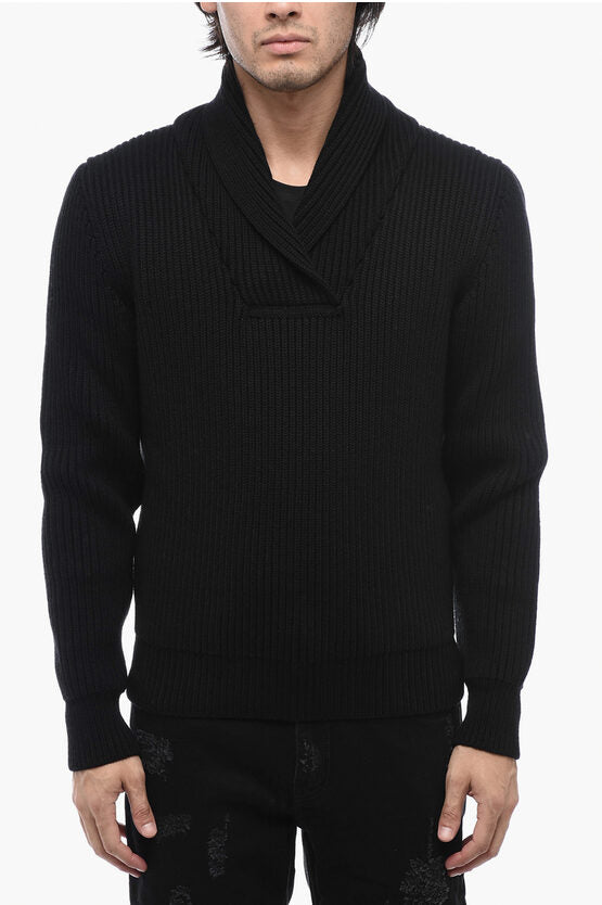 Saint Laurent Shawl Neck Wool Pullover