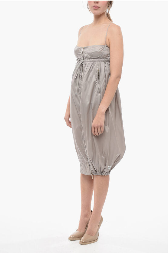 Miu Miu Silk Balloon Dress with Front Zip