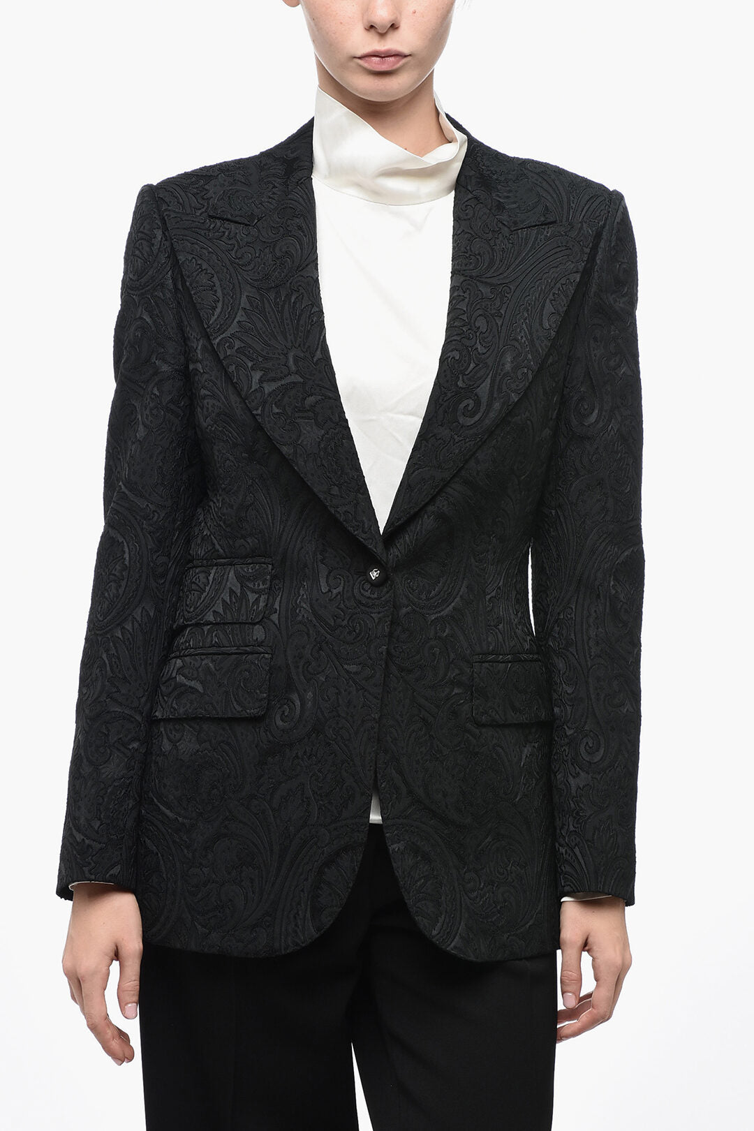 Dolce & Gabbana Single-breasted Jacquard Blazer with Peak Lapel