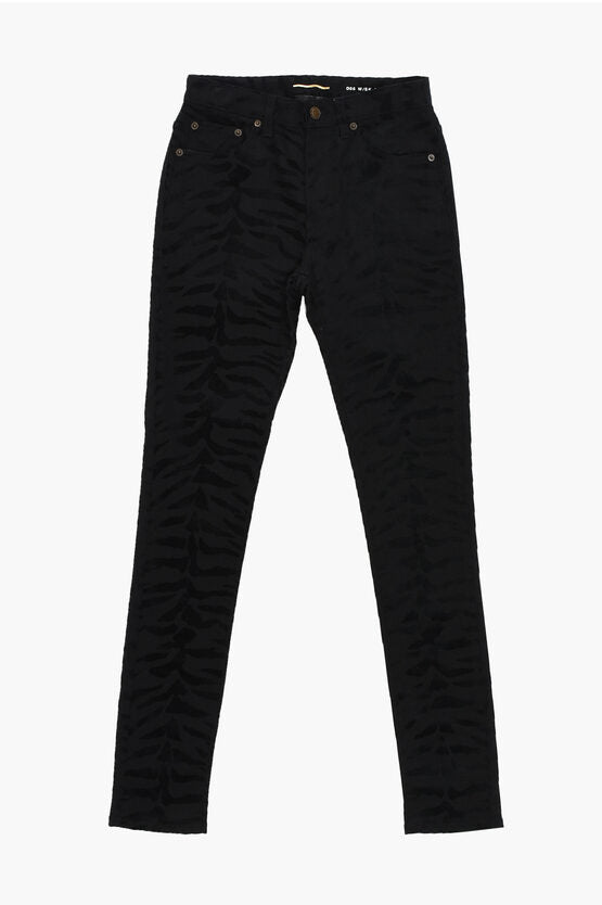 Saint Laurent Skinny Fit Denims with Jacquard Tiger Motif