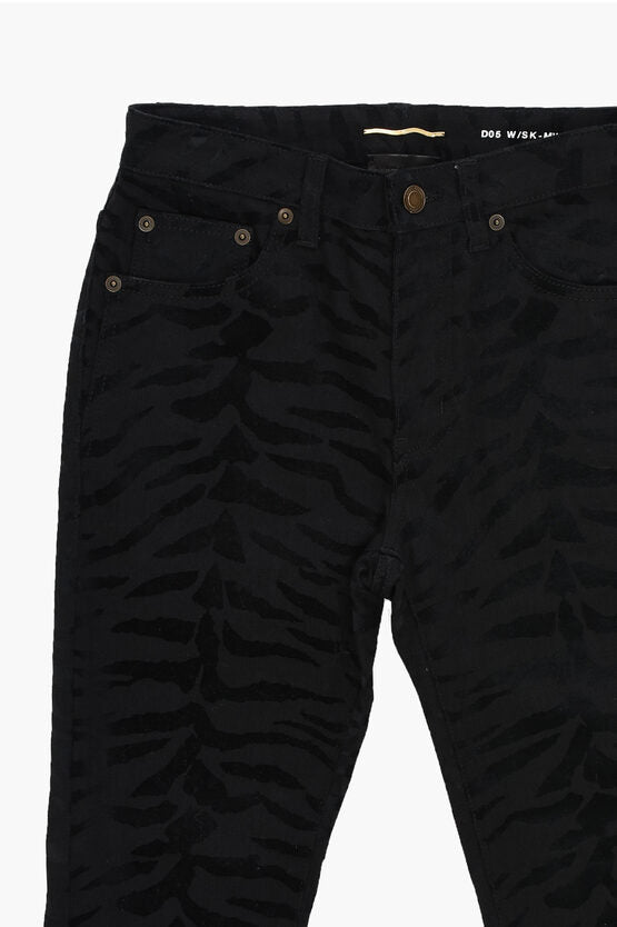 Saint Laurent Skinny Fit Denims with Jacquard Tiger Motif