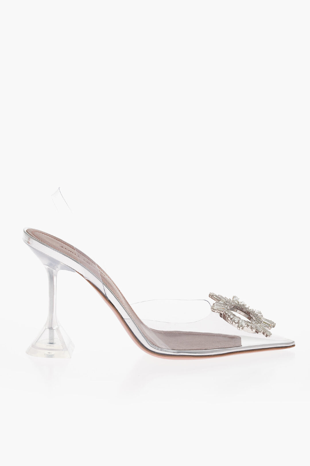 Amina Muaddi Slingback Pointed Clear Pumps 10 cm