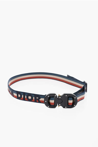 Dior Striped Belt with Embroidered Logo 25mm