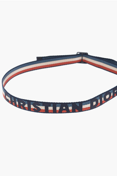 Dior Striped Belt with Embroidered Logo 25mm