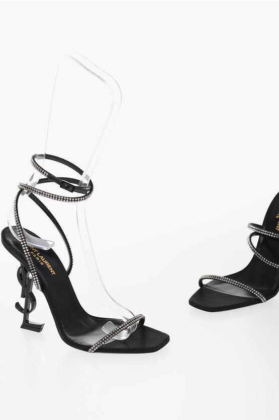 Saint Laurent Twisted Rhinestoned Sandals With Statement Heel 11 cm