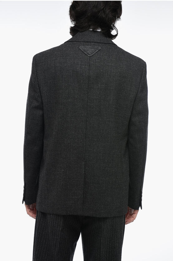 Prada Virgin Wool Blazer with Collar Detail