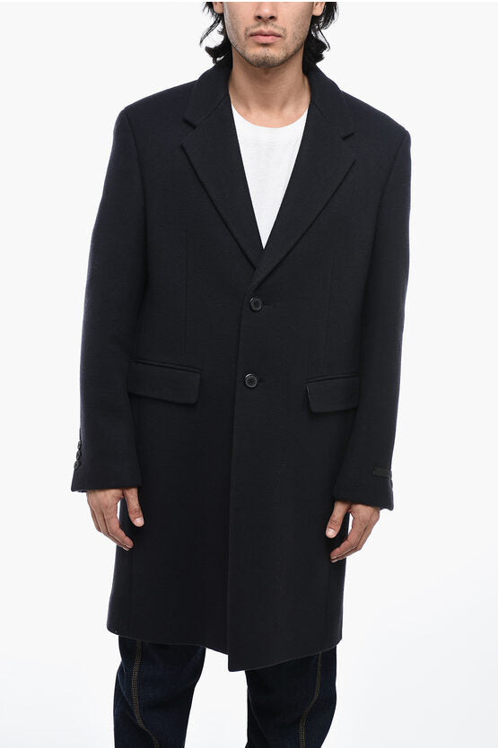 Prada Virgin Wool Blended Coat with Oversized Fit